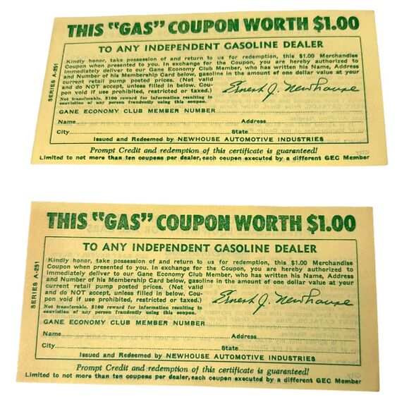 Vintage 1950s Automobile Pamphlet Ad Inserts $1 Gas Coupons Flyers Lot of 7 - Picture 5 of 8